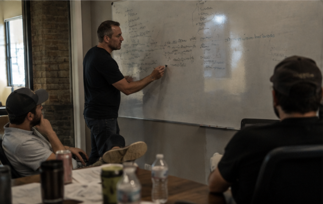 Growth roadmap drawn out on a whiteboard